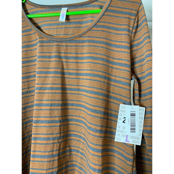 Lularoe Lynnae L Brown Stripes NWT - Picture 2 of 5
